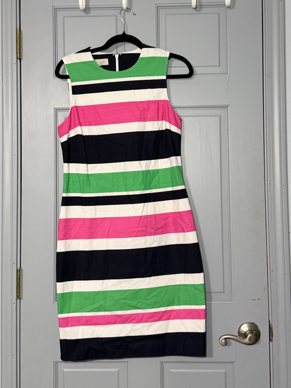 Striped Sleeveless Mini Dress in Pink, Green, Black & White